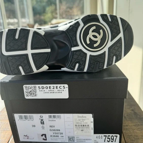 Chanel White and Black Sneakers - Picture 6 of 10